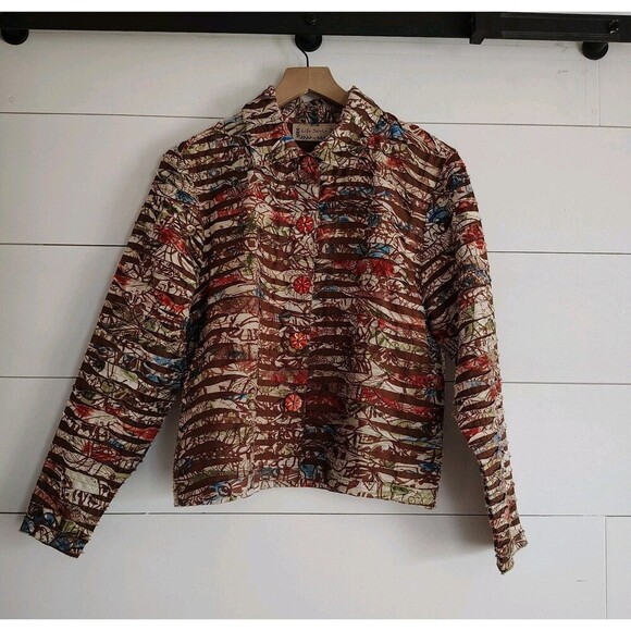 Lifestyle Jackets & Blazers - Vtg Lifestyle Rip Stitched Cottagecore Boho Granny Lightweight Jacket Size Small